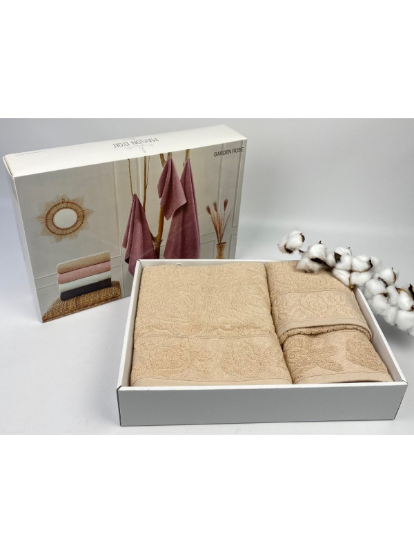Набор полотенец Maison D'or Garden Rose beige 30x50, 50x100, 70x140