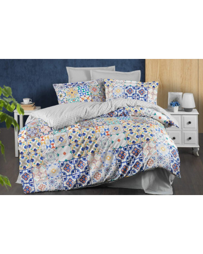 Постільна білизна Sarev Bazaar Stone v2 mavi ранфорс євро