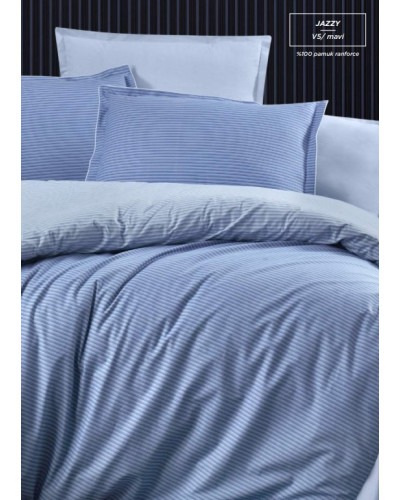 Постільна білизна Sarev Bazaar Jazzy V5 mavi ранфорс євро