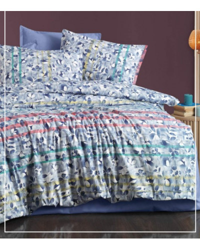 Постельное белье Sarev Bazaar Flodya V3 mavi ранфорс евро