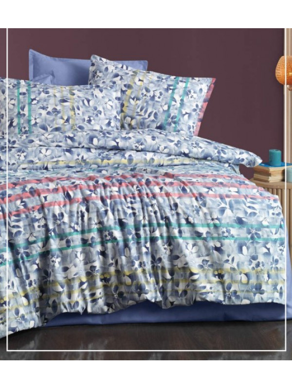 Постельное белье Sarev Bazaar Flodya V3 mavi ранфорс евро