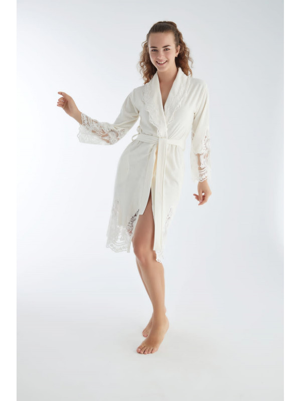 Жіночий халат nusa бавовна/бамбук модель 0383-1 krem, xxl