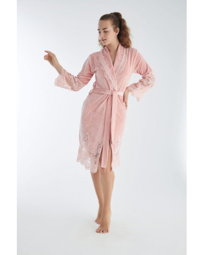 Жіночий халат nusa бавовна/бамбук модель 0383-1 pudra, l/xl