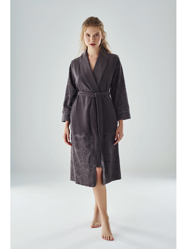 Жіночий халат nusa бавовна/бамбук модель 8715 antrasit, s
