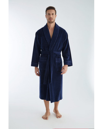 Халат чоловічий nusa велюр тонкий модель 21695 lacivert, l/xl