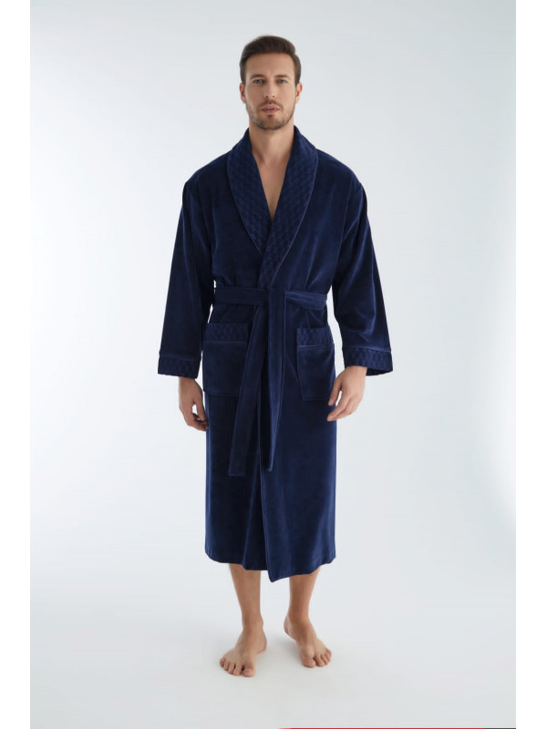 Халат чоловічий nusa велюр тонкий модель 21695 lacivert, xxl