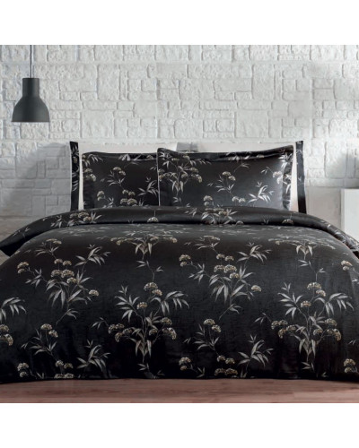 Постельное белье Tivolyo Home Justine siyah делюкс сатин плюс жатый шёлк евро