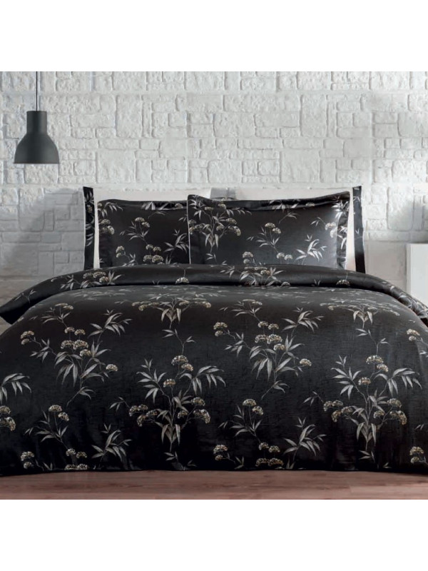 Постельное белье Tivolyo Home Justine siyah делюкс сатин плюс жатый шёлк евро