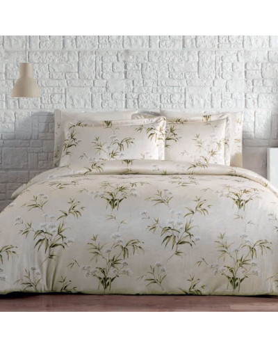 Постільна білизна Tivolyo Home Justine bej делюкс сатин плюс жатий шовк євро