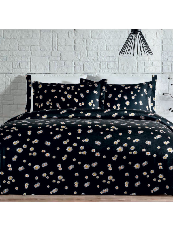 Постельное белье Tivolyo Home Melody siyah делюкс сатин плюс жатый шёлк евро