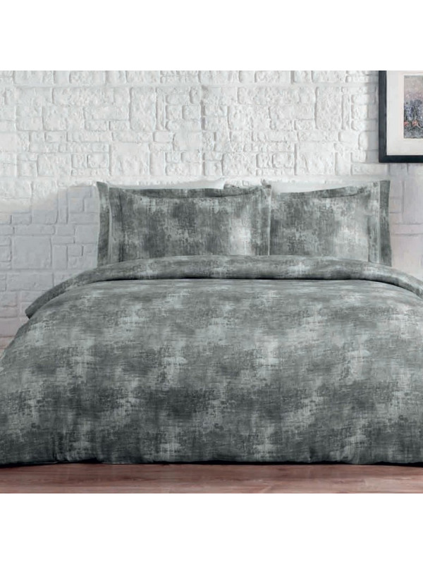 Постельное белье Tivolyo Home Chester gri делюкс сатин плюс жатый шёлк евро