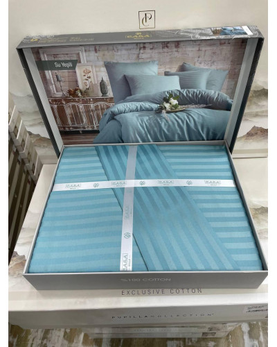 Постельное белье Casa Bella su yesil страйп сатин евро