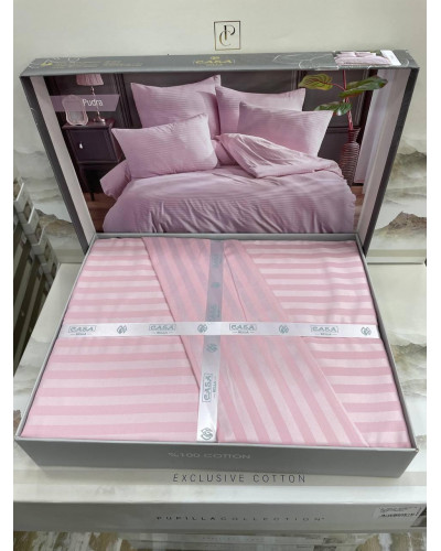 Постельное белье Casa Bella pudra страйп сатин евро