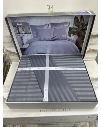 Постельное белье Casa Bella antrasit страйп сатин евро