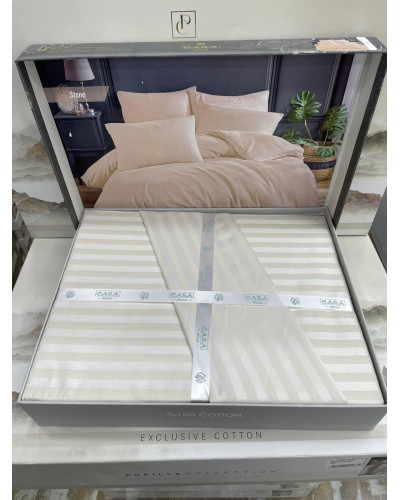 Постельное белье Casa Bella stone страйп сатин евро