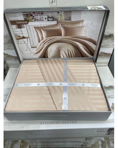 Постельное белье Casa Bella cappuccino страйп сатин евро