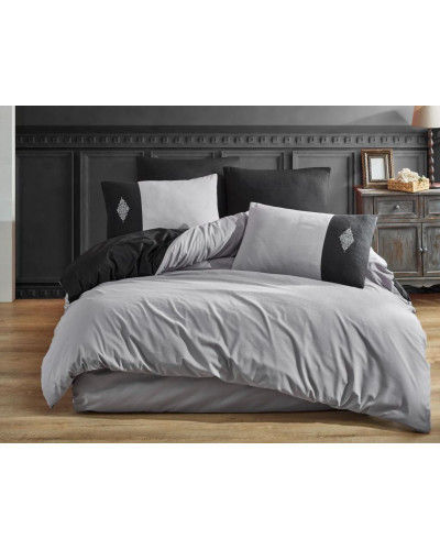 Постельное белье Carabella gri&siyah ранфорс евро