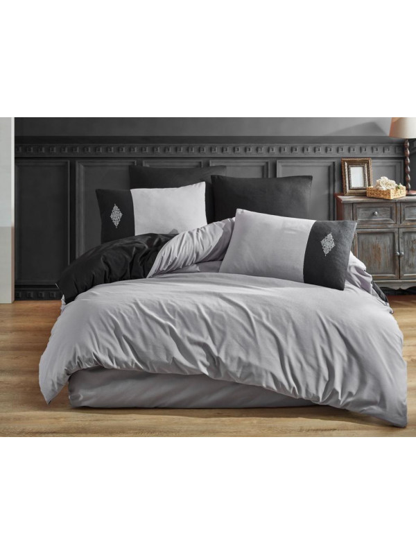 Постельное белье Carabella gri&siyah ранфорс евро