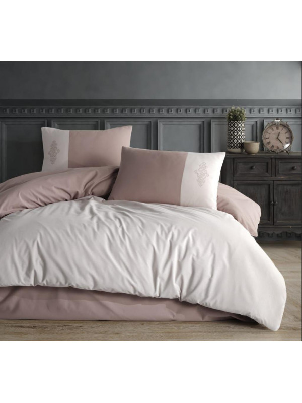 Постельное белье Carabella kahve-krem ранфорс евро