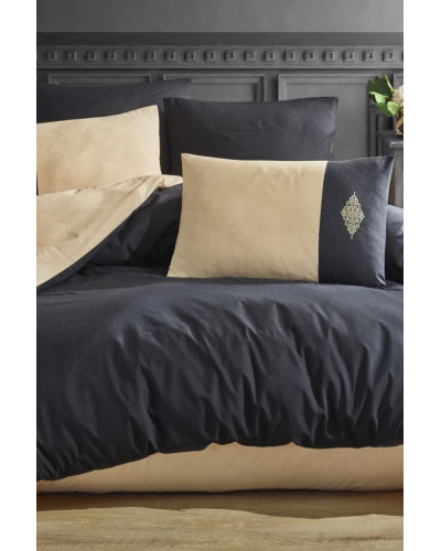 Постельное белье Carabella siyah-sari ранфорс евро