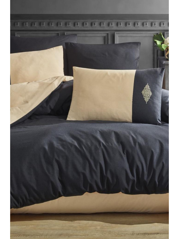 Постельное белье Carabella siyah-sari ранфорс евро