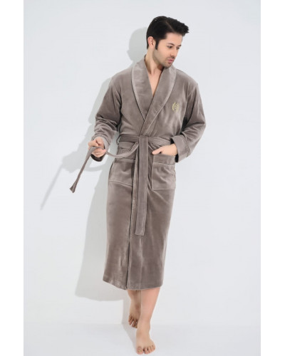 Халат мужской nusa велюр тонкий модель 21680 bej, xxxl
