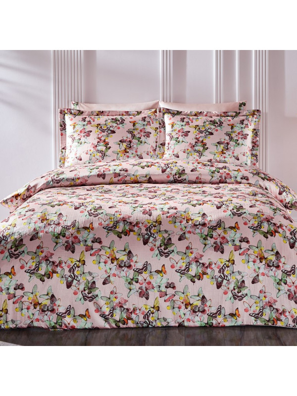 Постільна білизна Tivolyo Butterfly World делюкс сатин жатий шовк євро