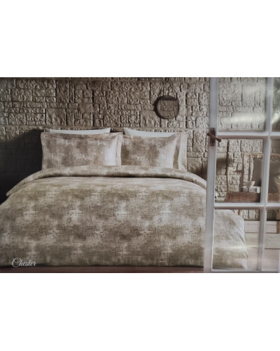 Постільна білизна Tivolyo Chester bej делюкс сатин жатий шовк євро