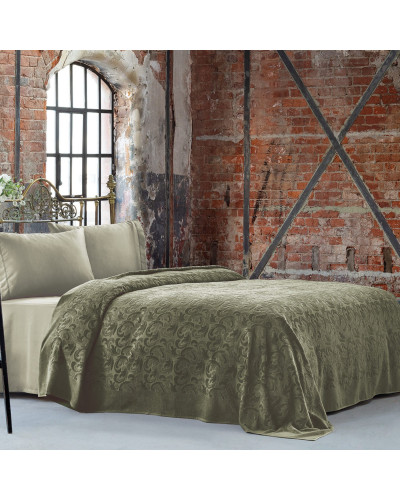 Постільна білизна Tivolyo Home Baroc haki піке сатин махра євро