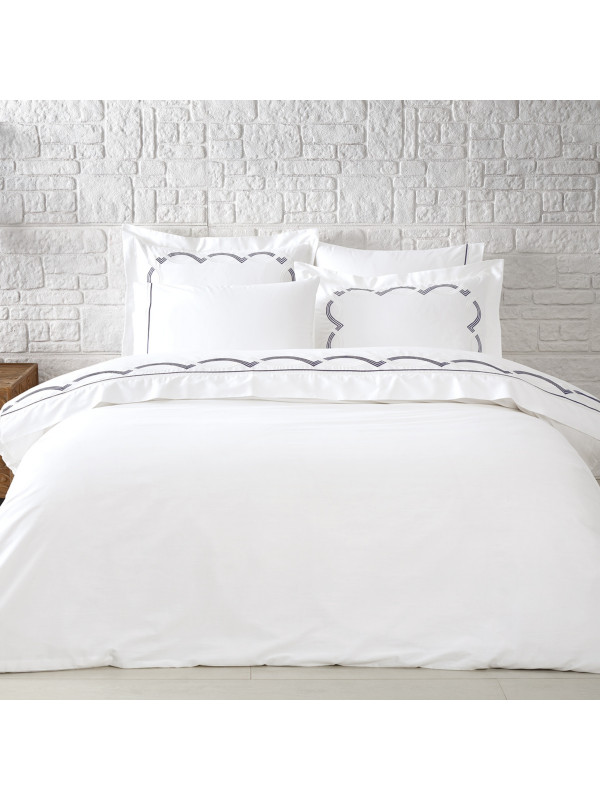 Постельное белье Tivolyo Home Cross k.beyaz-gri премиум сатин с вышивкой евро