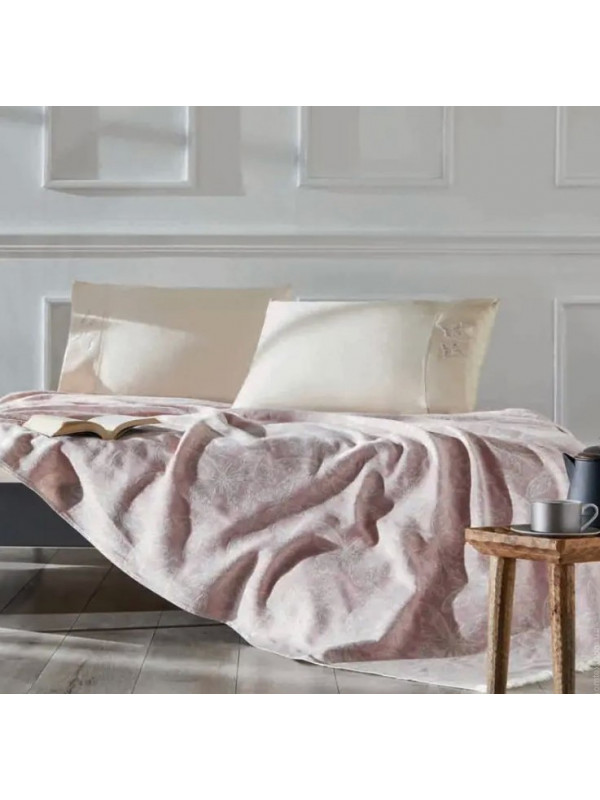 Постельное белье Tivolyo Home Papillon pembe с хлопковым покрывалом-пике евро