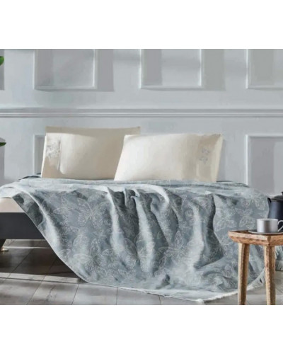 Постельное белье Tivolyo Home Papillon mavi с хлопковым покрывалом-пике евро