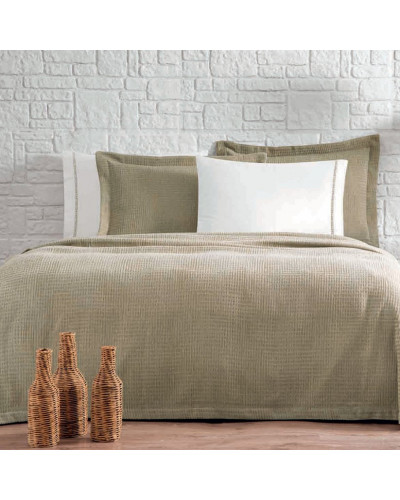 Постельное белье Tivolyo Home Rio Brodery bej с вафельным покрывалом-пике евро