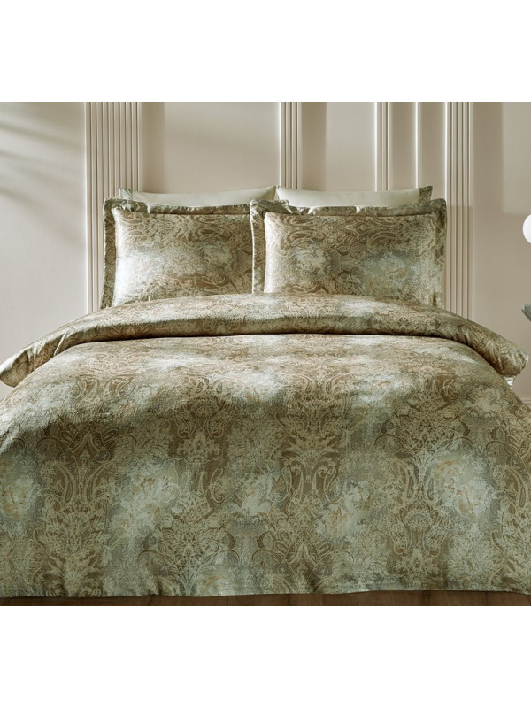 Постельное белье Tivolyo Home Gatsby yesil делюкс сатин жатый шёлк евро