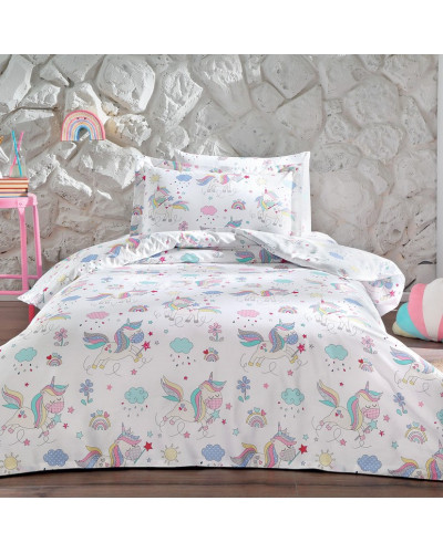 Подростковое постельное белье Tivolyo Home Unicorn делюкс сатин полуторное