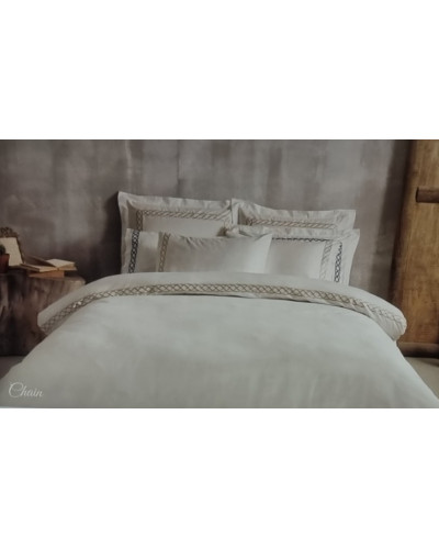 Постельное белье Tivolyo Home Chain su yesil премиум сатин с вышивкой евро