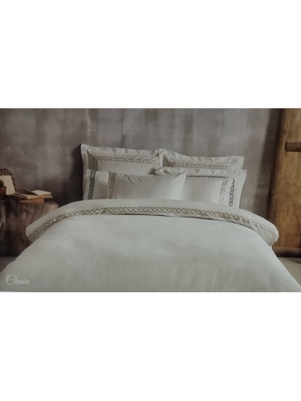 Постельное белье Tivolyo Home Chain su yesil премиум сатин с вышивкой евро