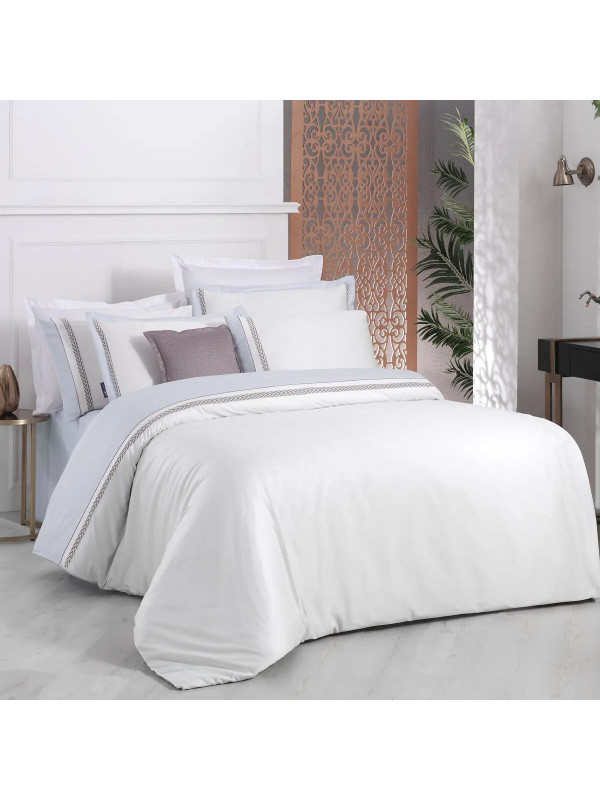 Постельное белье Sarev Graz mavi сатин делюкс 300ТС с вышивкой евро