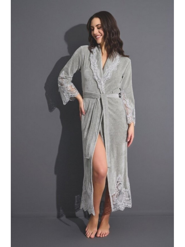 Халат женский nusa хлопок/бамбук модель 0383   светло серый, xxxl