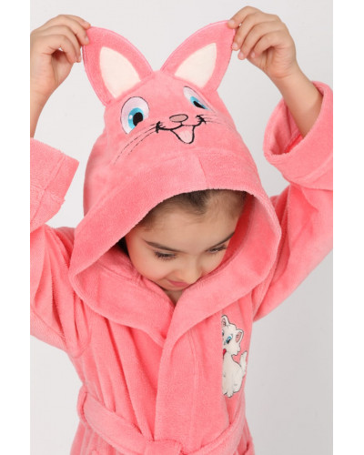 Детский халат для девочки Nusa хлопок/бамбук 3-4 лет, на рост 98-104,   розовый