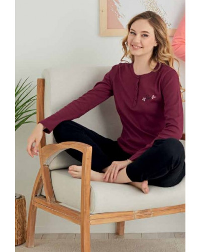Пижама женская Polattextil модель 2814 Bordo хлопок,  s