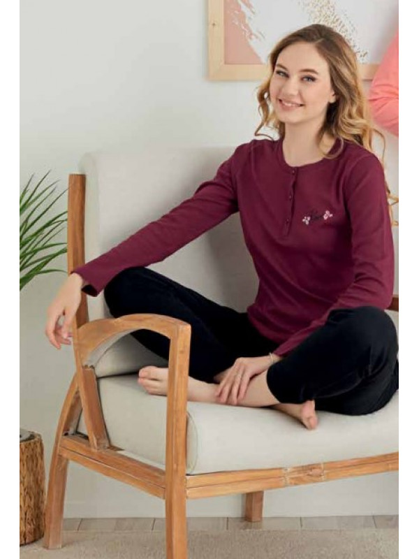 Пижама женская Polattextil модель 2814 Bordo хлопок,  s