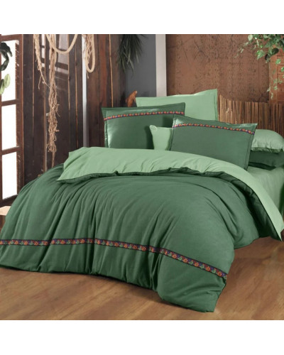 Постельное белье Sarev Enrike yesil фланель евро