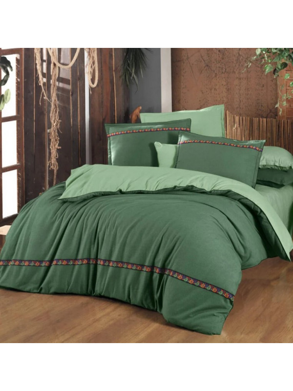 Постельное белье Sarev Enrike yesil фланель евро