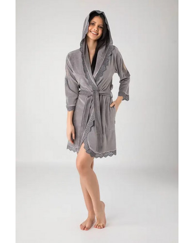 Халат женский nusa хлопок/бамбук модель 20187   серый, l/xl