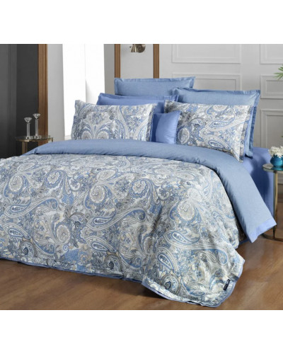 Постельное белье Sarev Volga mavi делюкс сатин 300ТС евро