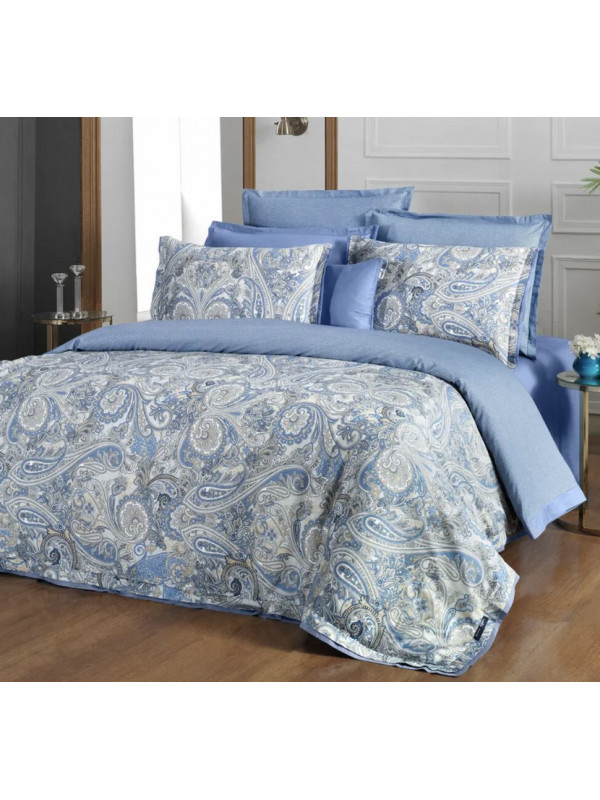 Постельное белье Sarev Volga mavi делюкс сатин 300ТС евро