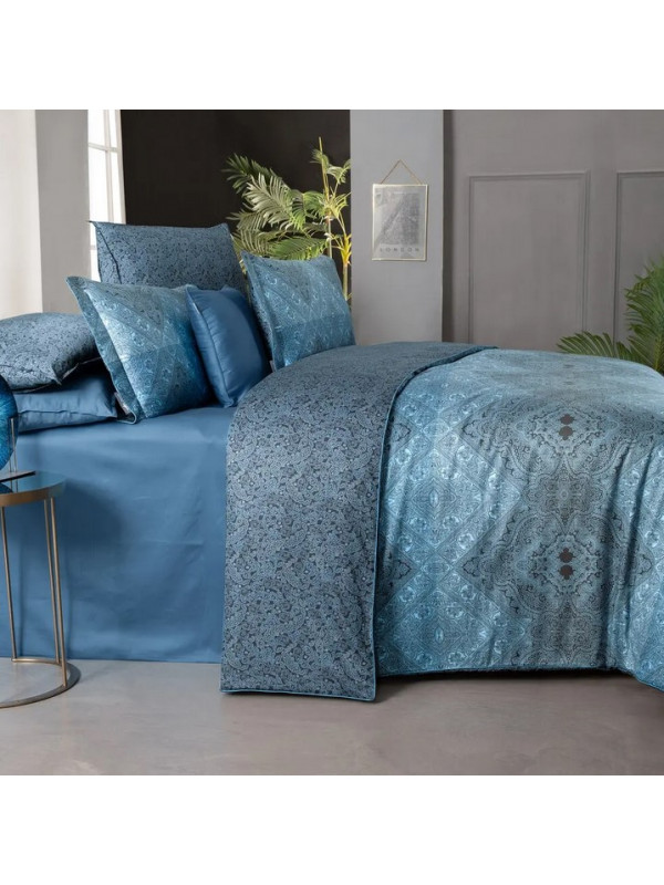 Постельное белье Sarev Brezno mavi делюкс сатин 300ТС евро