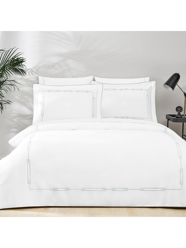 Постельное белье Tivolyo Home Chanel gri премиум сатин с вышивкой евро