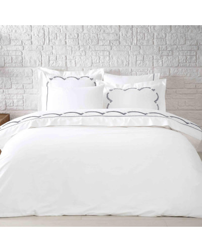 Постельное белье Tivolyo Home Cross k.beyaz/lacivert премиум сатин с вышивкой евро